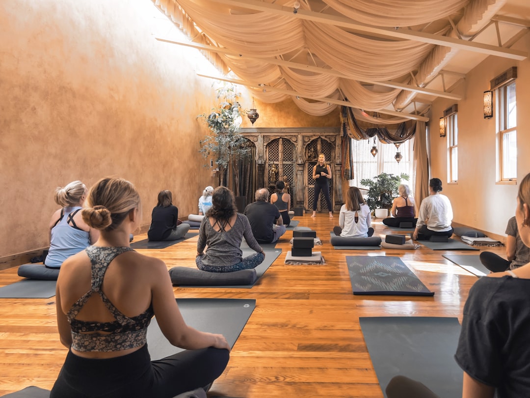 Interior of the Pickwick Lake Yoga studio with mats arranged for class